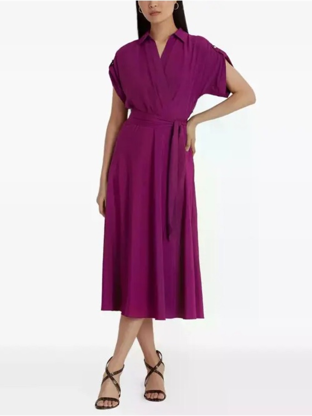 Black Label Lauren Ralph Lauren Purple Midi Dress Size 2